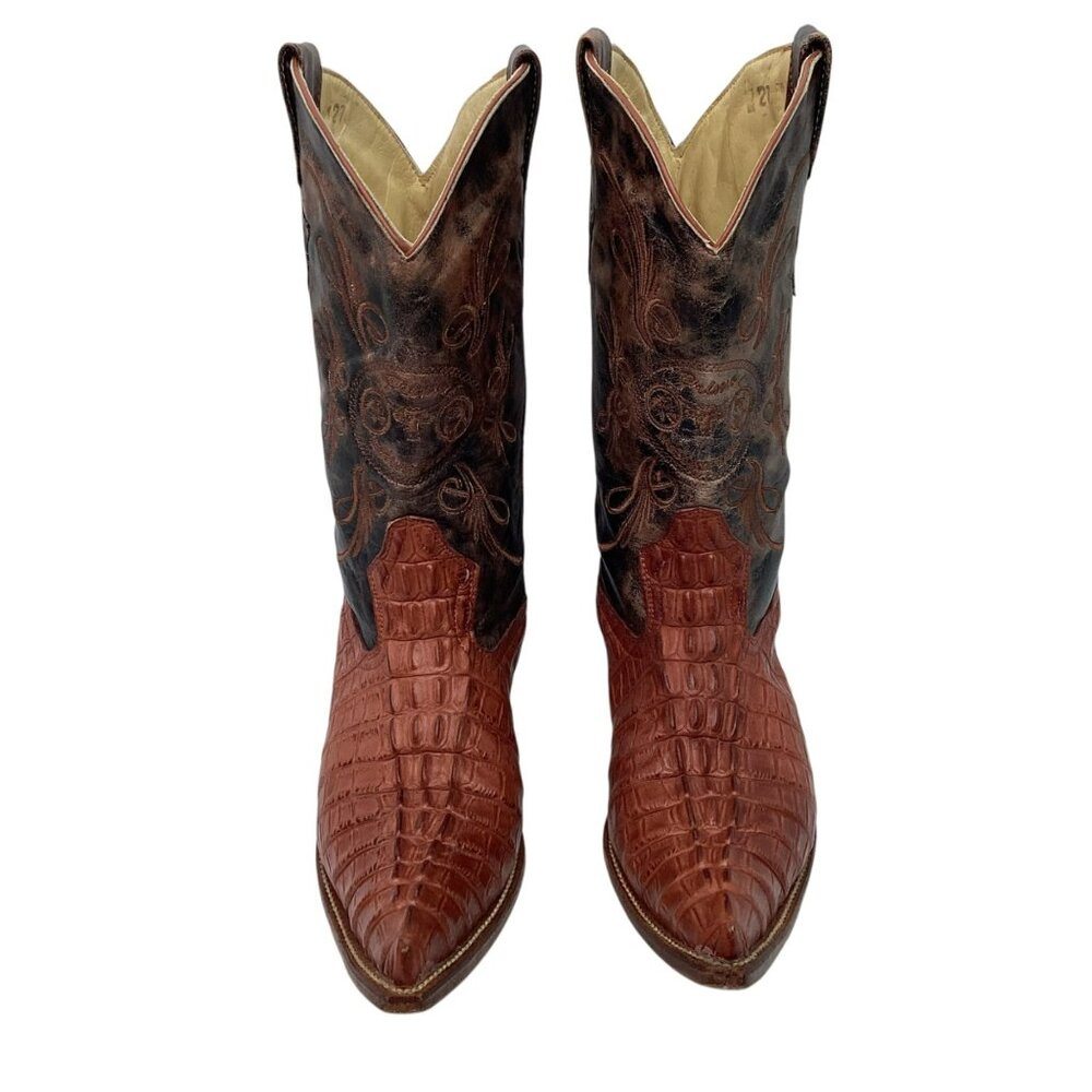 Botas Del Primo Caiman Exotic Print Leather Mens 27 Western Cowboy Boots - Picture 2 of 16
